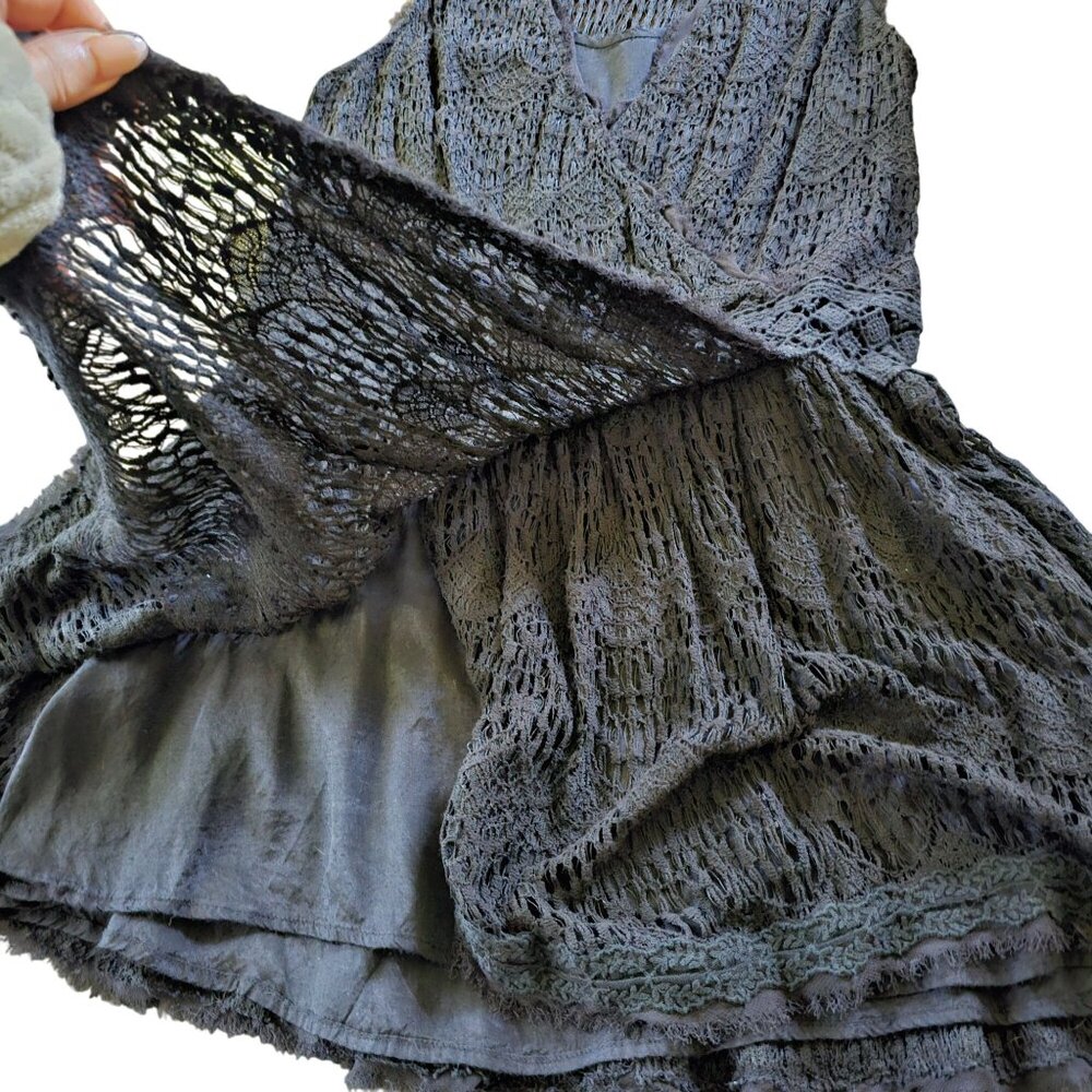 Free People Women's Black Crochet Sleeveless Dress With Inner Lining size XS - Picture 7 of 13